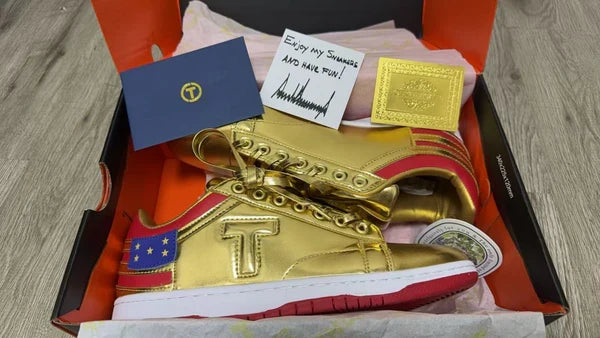 The Never Surrender Gold Low Top Sneakers