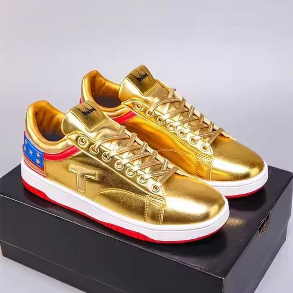 The Never Surrender Gold Low Top Sneakers
